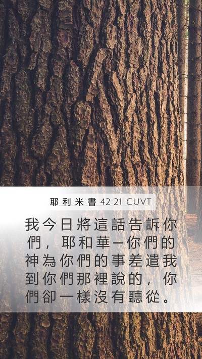 耶 利 米 書 42:21 CUVT Mobile Phone Wallpaper - 我 今 日 將 這 話 告 訴 你 們 ， 耶 - Mobile Bible Verse Wallpaper
