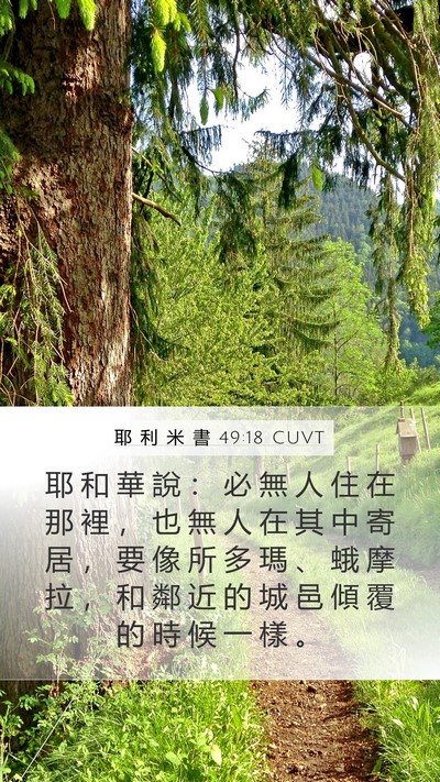 耶 利 米 書 49:18 CUVT Mobile Phone Wallpaper - 耶 和 華 說 ： 必 無 人 住 在 那 裡 - Mobile Bible Verse Wallpaper