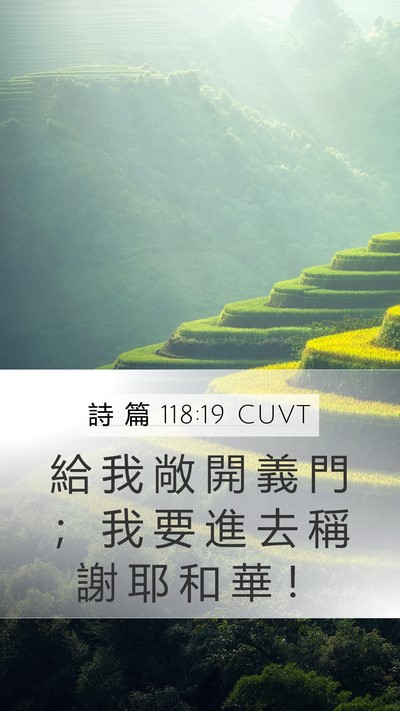詩 篇 118:19 CUVT Bible Verse Image