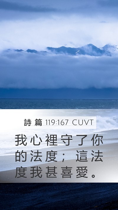 詩 篇 119:167 CUVT Mobile Phone Wallpaper - 我 心 裡 守 了 你 的 法 度 ； 這 法 - Mobile Bible Verse Wallpaper