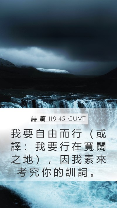 詩 篇 119:45 CUVT Mobile Phone Wallpaper - 我 要 自 由 而 行 （ 或 譯 ： 我 要 - Mobile Bible Verse Wallpaper