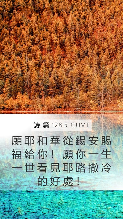 詩 篇 128:5 CUVT Mobile Phone Wallpaper - 願 耶 和 華 從 錫 安 賜 福 給 你 ！ - Mobile Bible Verse Wallpaper