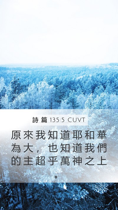 詩 篇 135:5 CUVT Mobile Phone Wallpaper - 原 來 我 知 道 耶 和 華 為 大 ， 也 - Mobile Bible Verse Wallpaper