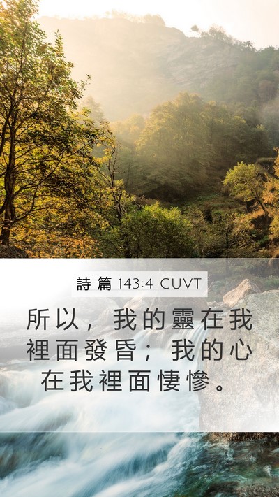 詩 篇 143:4 CUVT Mobile Phone Wallpaper - 所 以 ， 我 的 靈 在 我 裡 面 發 昏 - Mobile Bible Verse Wallpaper