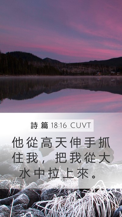 詩 篇 18:16 CUVT Mobile Phone Wallpaper - 他 從 高 天 伸 手 抓 住 我 ， 把 我 - Mobile Bible Verse Wallpaper