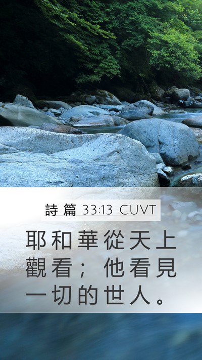 詩 篇 33:13 CUVT Bible Verse Image