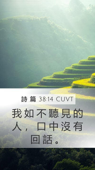 詩 篇 38:14 CUVT Mobile Phone Wallpaper - 我 如 不 聽 見 的 人 ， 口 中 沒 有 - Mobile Bible Verse Wallpaper