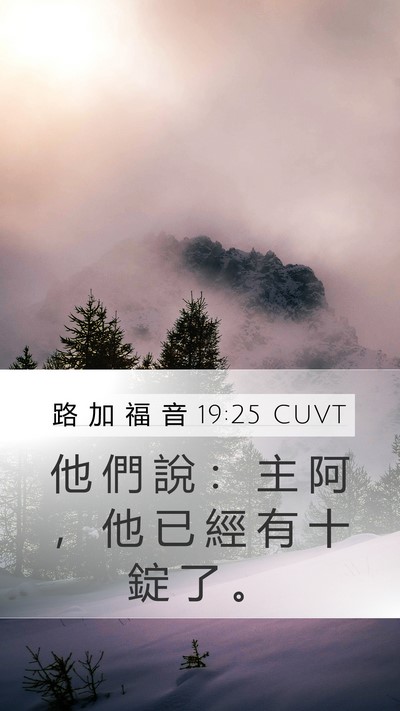 路 加 福 音 19:25 CUVT Mobile Phone Wallpaper - 他 們 說 ： 主 阿 ， 他 已 經 有 十 - Mobile Bible Verse Wallpaper