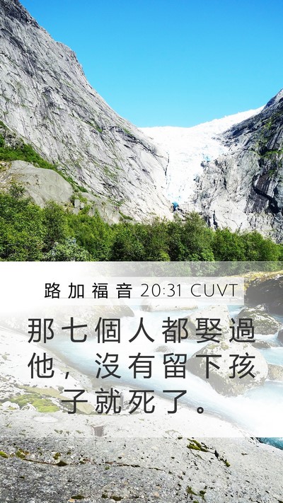 路 加 福 音 20:31 CUVT Mobile Phone Wallpaper - 那 七 個 人 都 娶 過 他 ， 沒 有 留 - Mobile Bible Verse Wallpaper