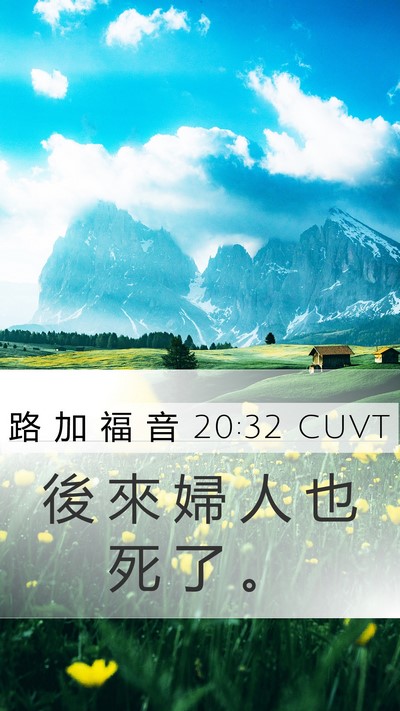 路 加 福 音 20:32 CUVT Mobile Phone Wallpaper - 後 來 婦 人 也 死 了 - Mobile Bible Verse Wallpaper