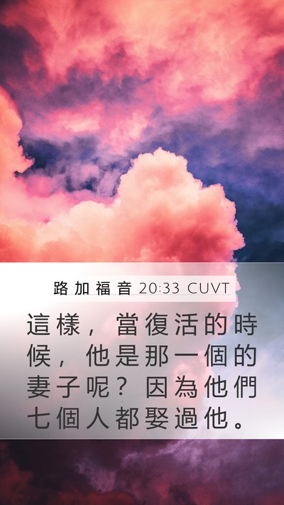 路 加 福 音 20:33 CUVT Mobile Phone Wallpaper - 這 樣 ， 當 復 活 的 時 候 ， 他 是 - Mobile Bible Verse Wallpaper