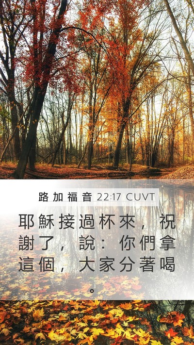 路 加 福 音 22:17 CUVT Mobile Phone Wallpaper - 耶 穌 接 過 杯 來 ， 祝 謝 了 ， 說 - Mobile Bible Verse Wallpaper