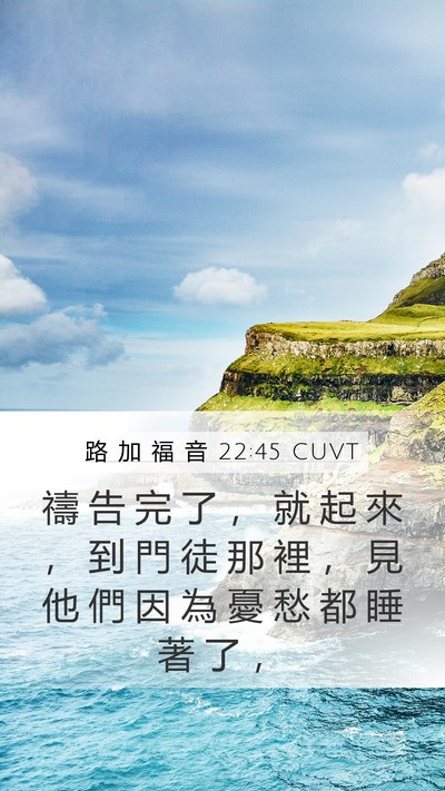 路 加 福 音 22:45 CUVT Mobile Phone Wallpaper - 禱 告 完 了 ， 就 起 來 ， 到 門 徒 - Mobile Bible Verse Wallpaper