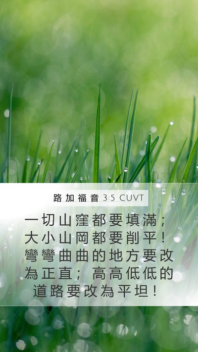 路 加 福 音 3:5 CUVT Mobile Phone Wallpaper - 一 切 山 窪 都 要 填 滿 ； 大 小 山 - Mobile Bible Verse Wallpaper