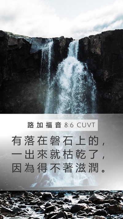 路 加 福 音 8:6 CUVT Mobile Phone Wallpaper - 有 落 在 磐 石 上 的 ， 一 出 來 就 - Mobile Bible Verse Wallpaper
