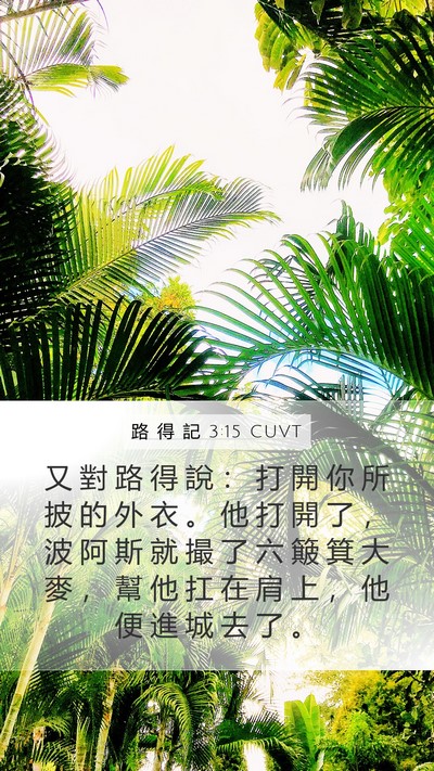 路 得 記 3:15 CUVT Mobile Phone Wallpaper - 又 對 路 得 說 ： 打 開 你 所 披 的 - Mobile Bible Verse Wallpaper