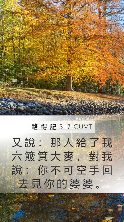 路 得 記 3:17 CUVT Mobile Phone Wallpaper - 又 說 ： 那 人 給 了 我 六 簸 箕 大 - Mobile Bible Verse Wallpaper