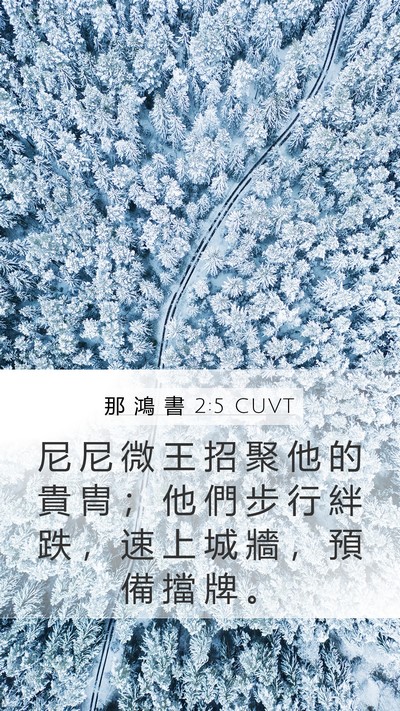 那 鴻 書 2:5 CUVT Mobile Phone Wallpaper - 尼 尼 微 王 招 聚 他 的 貴 冑 ； 他 - Mobile Bible Verse Wallpaper