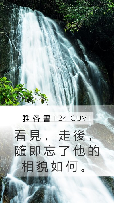 雅 各 書 1:24 CUVT Mobile Phone Wallpaper - 看 見 ， 走 後 ， 隨 即 忘 了 他 的 - Mobile Bible Verse Wallpaper