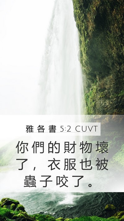 雅 各 書 5:2 CUVT Mobile Phone Wallpaper - 你 們 的 財 物 壞 了 ， 衣 服 也 被 - Mobile Bible Verse Wallpaper
