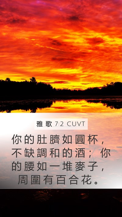 雅 歌 7:2 CUVT Mobile Phone Wallpaper - 你 的 肚 臍 如 圓 杯 ， 不 缺 調 和 - Mobile Bible Verse Wallpaper