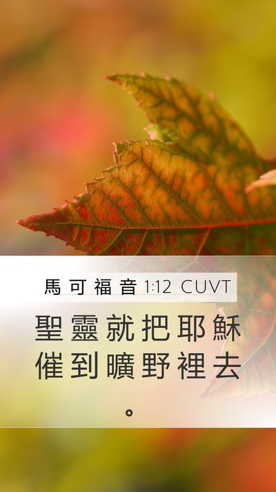 馬 可 福 音 1:12 CUVT Mobile Phone Wallpaper - 聖 靈 就 把 耶 穌 催 到 曠 野 裡 去 - Mobile Bible Verse Wallpaper