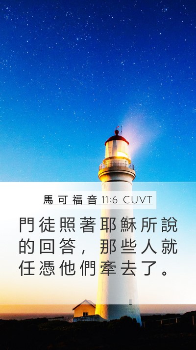 馬 可 福 音 11:6 CUVT Mobile Phone Wallpaper - 門 徒 照 著 耶 穌 所 說 的 回 答 ， - Mobile Bible Verse Wallpaper