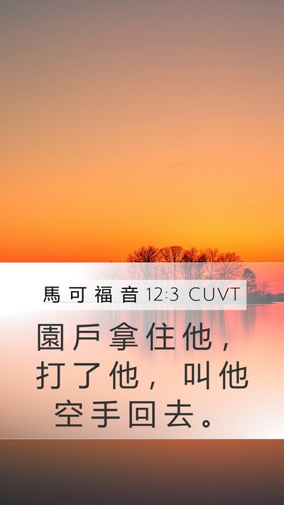 馬 可 福 音 12:3 CUVT Mobile Phone Wallpaper - 園 戶 拿 住 他 ， 打 了 他 ， 叫 他 - Mobile Bible Verse Wallpaper