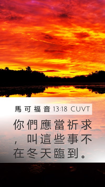 馬 可 福 音 13:18 CUVT Mobile Phone Wallpaper - 你 們 應 當 祈 求 ， 叫 這 些 事 不 - Mobile Bible Verse Wallpaper