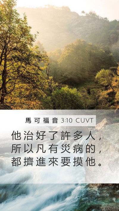 馬 可 福 音 3:10 CUVT Mobile Phone Wallpaper - 他 治 好 了 許 多 人 ， 所 以 凡 有 - Mobile Bible Verse Wallpaper