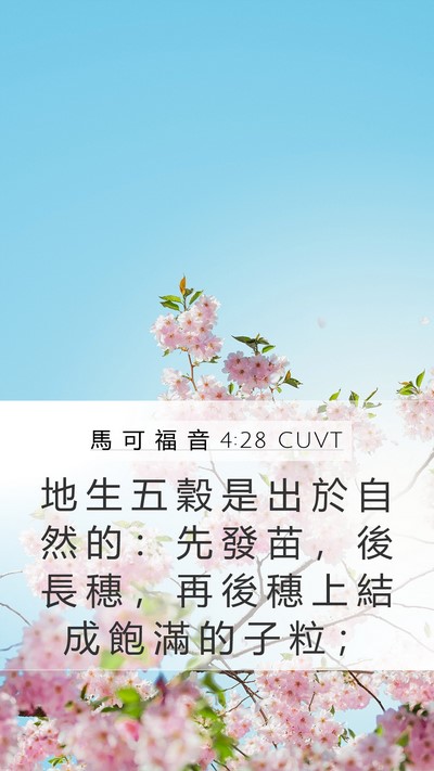 馬 可 福 音 4:28 CUVT Bible Verse Image