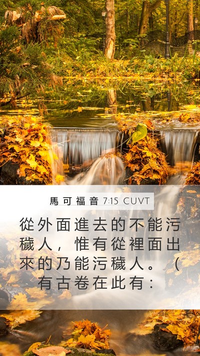 馬 可 福 音 7:15 CUVT Mobile Phone Wallpaper - 從 外 面 進 去 的 不 能 污 穢 人 ， - Mobile Bible Verse Wallpaper