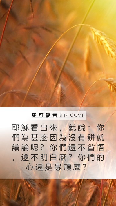 馬 可 福 音 8:17 CUVT Bible Verse Image