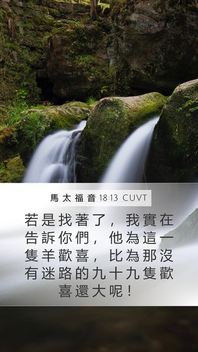馬 太 福 音 18:13 CUVT Mobile Phone Wallpaper - 若 是 找 著 了 ， 我 實 在 告 訴 你 - Mobile Bible Verse Wallpaper