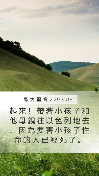 馬 太 福 音 2:20 CUVT Mobile Phone Wallpaper - 起 來 ！ 帶 著 小 孩 子 和 他 母 親 - Mobile Bible Verse Wallpaper