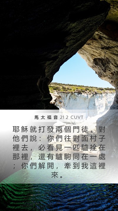 馬 太 福 音 21:2 CUVT Mobile Phone Wallpaper - 耶 穌 就 打 發 兩 個 門 徒 ， 對 他 - Mobile Bible Verse Wallpaper