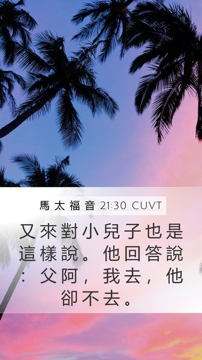 馬 太 福 音 21:30 CUVT Mobile Phone Wallpaper - 又 來 對 小 兒 子 也 是 這 樣 說 。 - Mobile Bible Verse Wallpaper