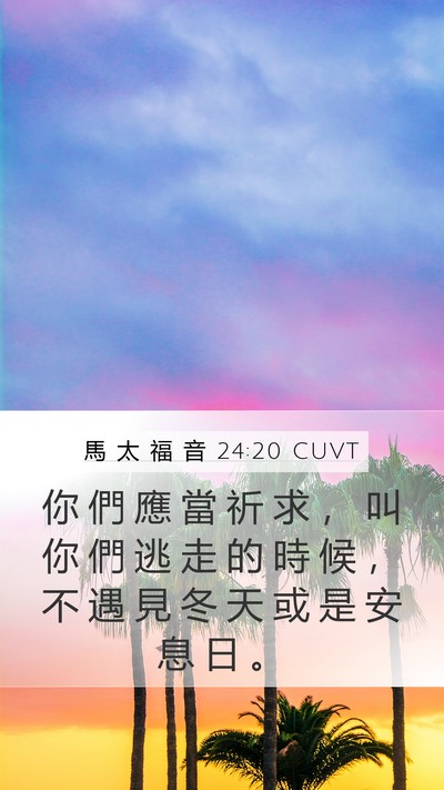 馬 太 福 音 24:20 CUVT Mobile Phone Wallpaper - 你 們 應 當 祈 求 ， 叫 你 們 逃 走 - Mobile Bible Verse Wallpaper