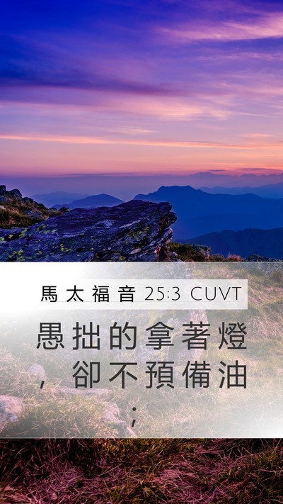 馬 太 福 音 25:3 CUVT Mobile Phone Wallpaper - 愚 拙 的 拿 著 燈 ， 卻 不 預 備 油 - Mobile Bible Verse Wallpaper
