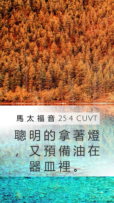 馬 太 福 音 25:4 CUVT Mobile Phone Wallpaper - 聰 明 的 拿 著 燈 ， 又 預 備 油 在 - Mobile Bible Verse Wallpaper