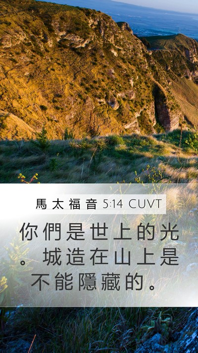 馬 太 福 音 5:14 CUVT Mobile Phone Wallpaper - 你 們 是 世 上 的 光 。 城 造 在 山 - Mobile Bible Verse Wallpaper