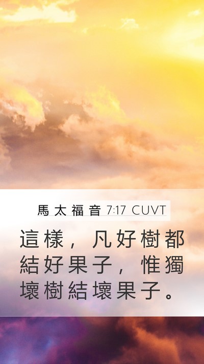 馬 太 福 音 7:17 CUVT Mobile Phone Wallpaper - 這 樣 ， 凡 好 樹 都 結 好 果 子 ， - Mobile Bible Verse Wallpaper